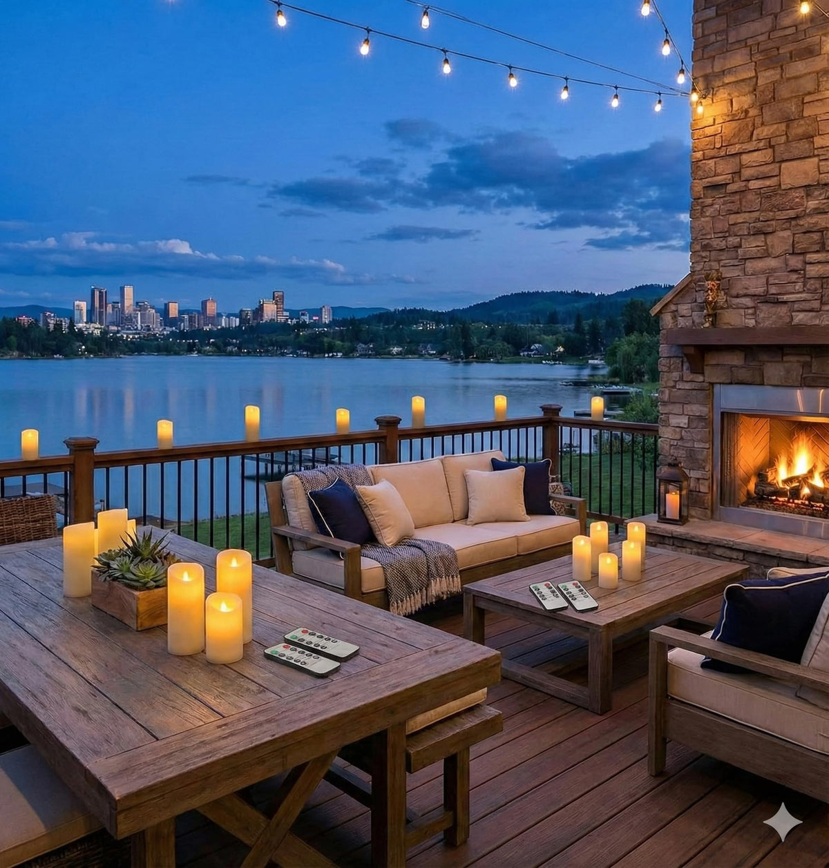 Enido outdoor friendly flameless candles withstand weather for garden parties