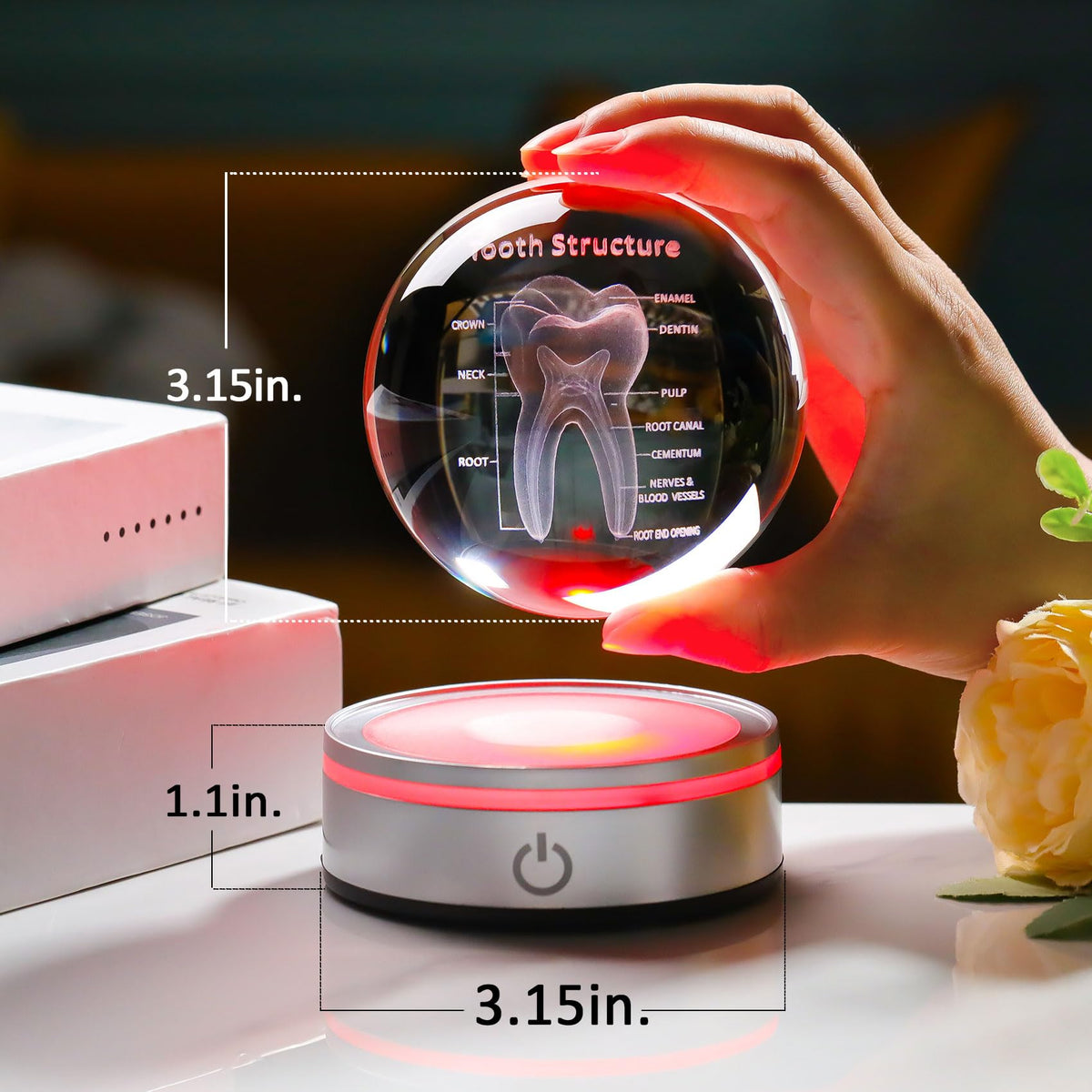 Enjinkail LED base with six light modes enhances crystal color and ambience
