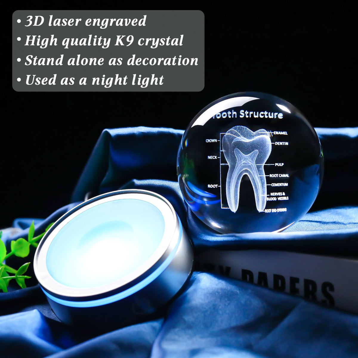 Enjinkail tooth figurine doubles as a soft night-light with color-changing mode