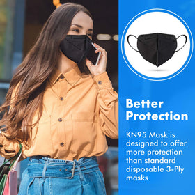 Enlove KN95 mask black earloops, comfortable all-day wear.