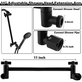 Enoughmen extension arm demonstrates angle adjustment for flexible shower positioning.