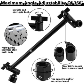 Enoughmen rotating elbow enables versatile up-down head positioning.