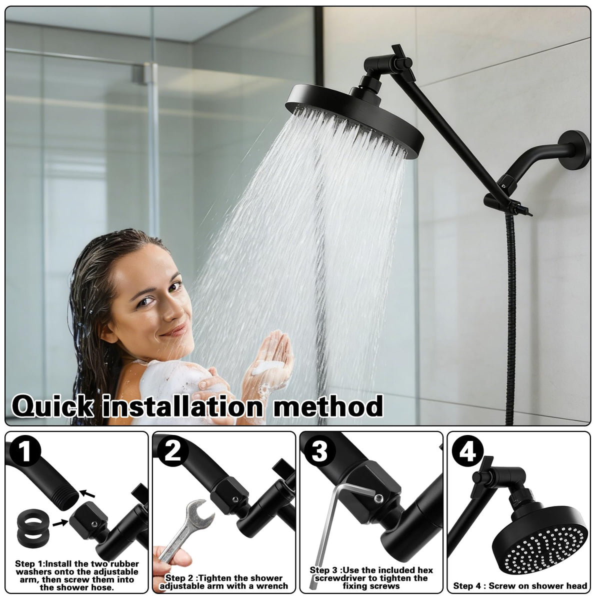 Enoughmen universal g1/2 connector ensures compatibility with standard plumbing.