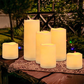 Enpornk flameless 3in-6in candle for varied height decor outdoors.