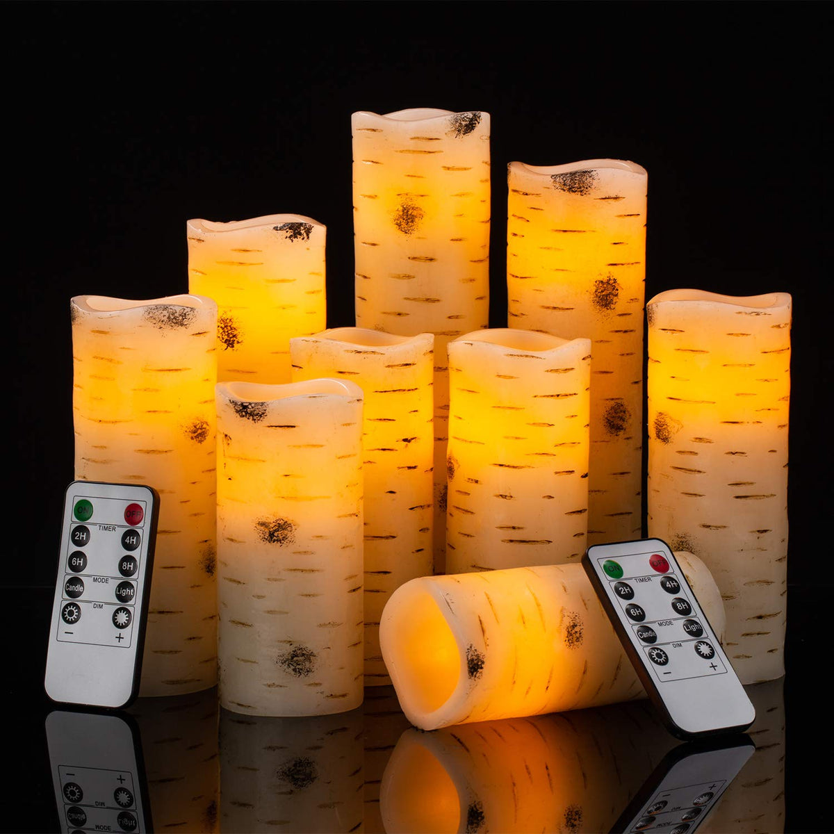 Enpornk set on a shelf creates safe, warm ambiance without fire or smoke
