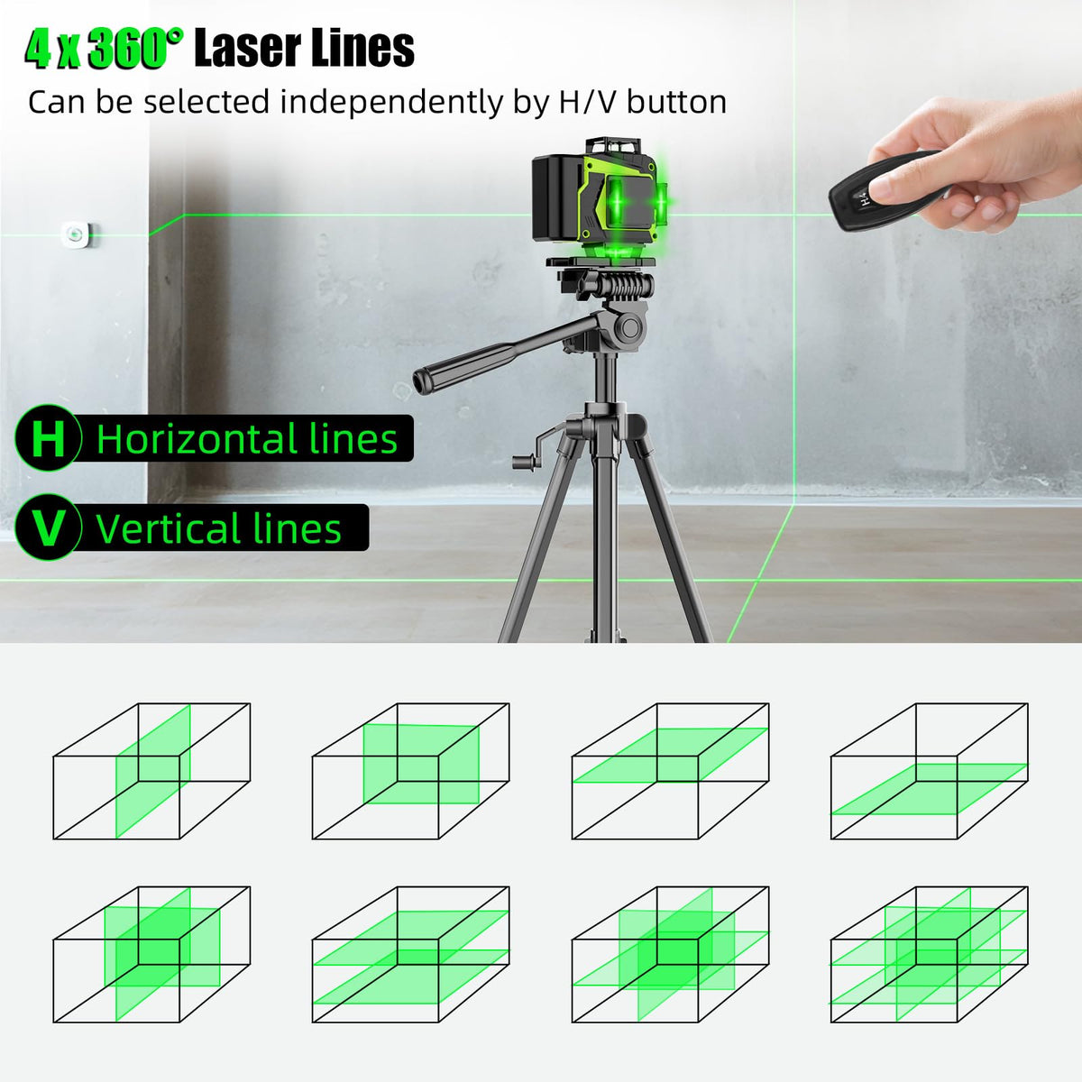 ENRIPRT green cross lines guiding accurate wall alignment during install.