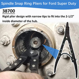 Enruieer 38700 pliers narrow tips close-up on wheel hub
