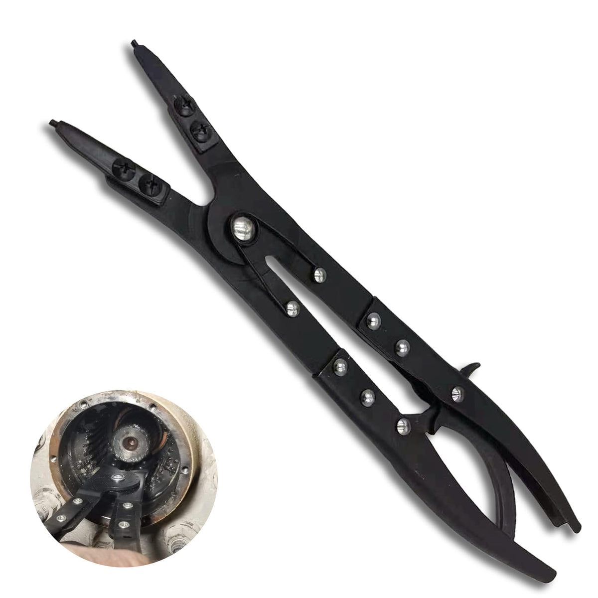 Enruieer 38700 spindle snap ring pliers front view for Ford Super Duty hubs with precise grip