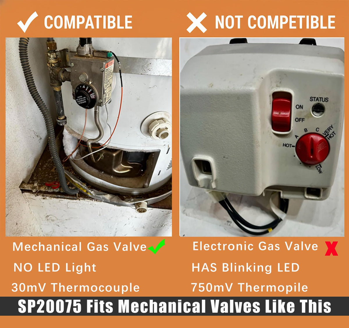 Enruieer pilot tube and 30mV thermocouple detail for reliable ignition.