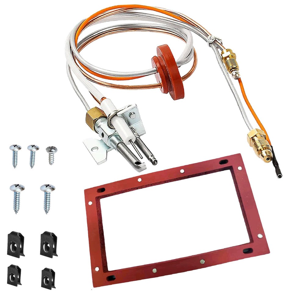Enruieer pilot-igniter kit on shelf for reliable NG water heater relighting.
