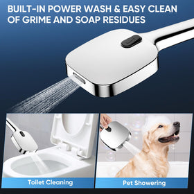 ENRUNEST pet shower with dual-width fan spray for fast rinsing