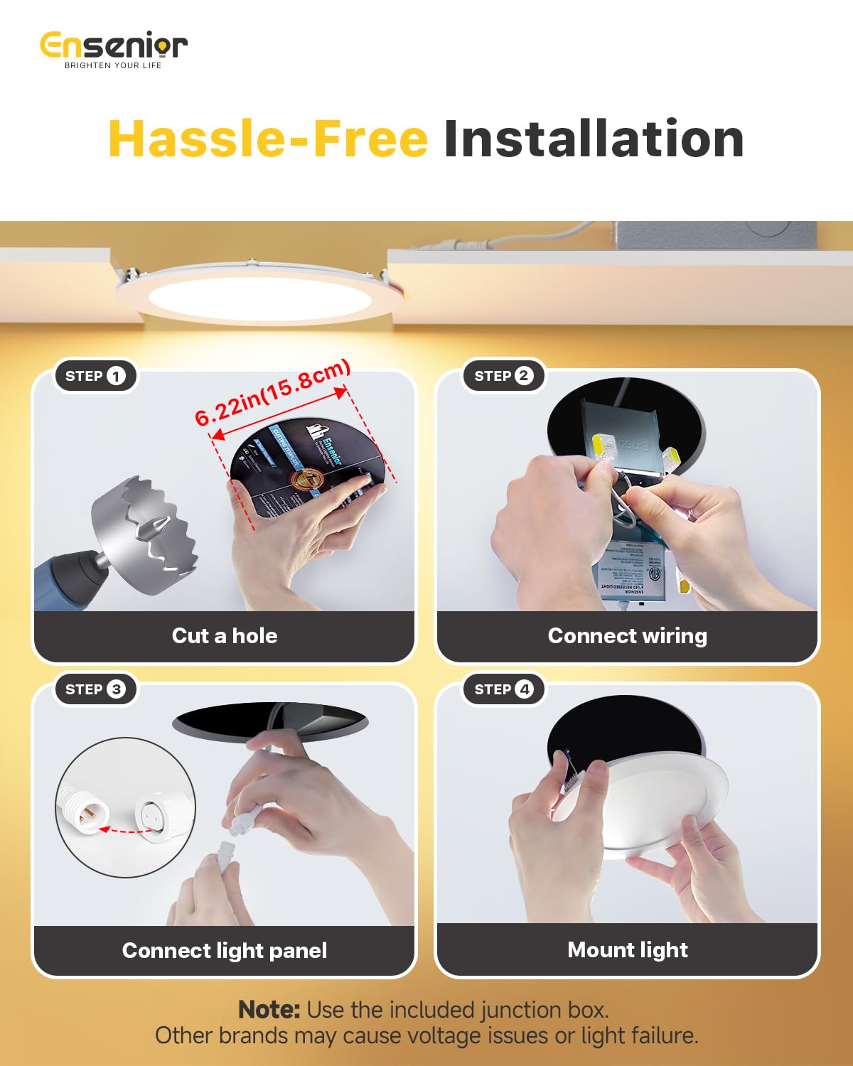 Ensenior 1050 lumens at 12W delivers bright energy-saving lighting