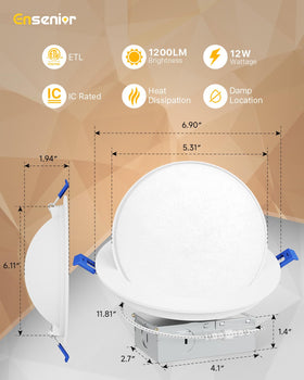 Ensenior 1200lm downlight delivering bright efficiency at 12W.