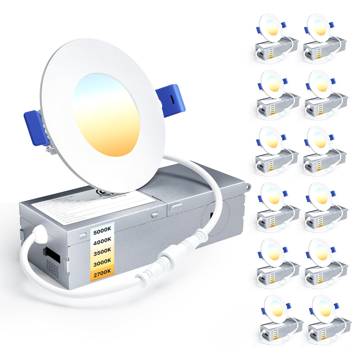 Ensenior 12-pack 3-inch LED downlight packaging designed for easy handling and storage