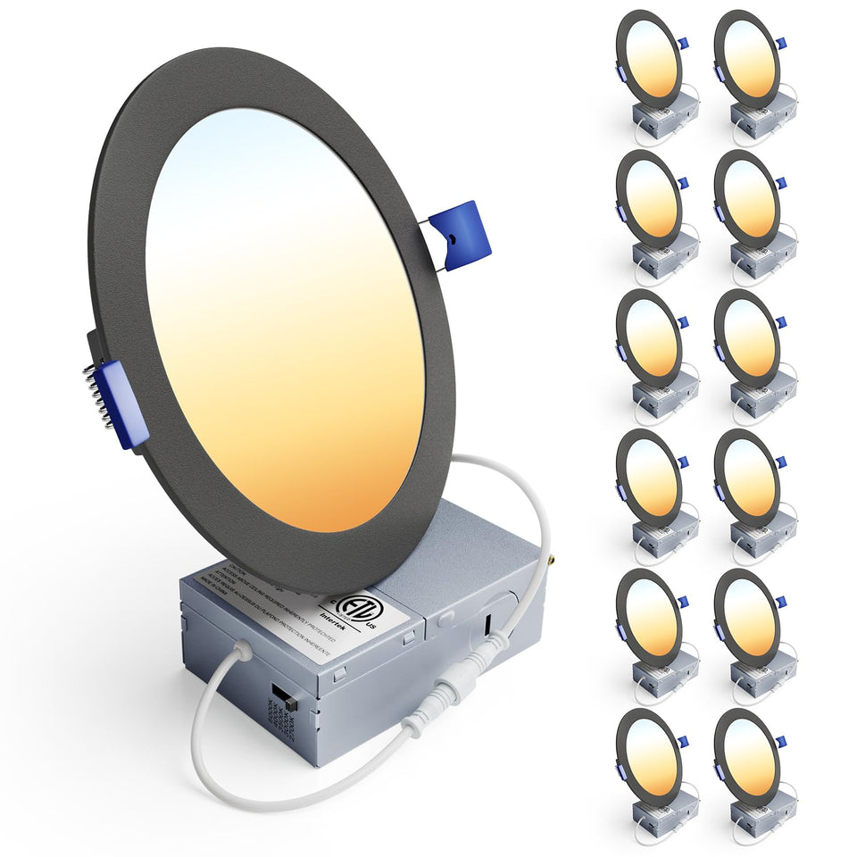 Ensenior 12-pack 6-inch downlight showing 5CCT color tuning for warm to cool ambiance