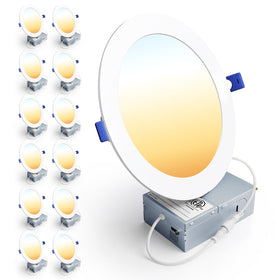 Ensenior 12-pack 7in LED recessed light front view, canless design ideal for clean ceiling aesthetics.