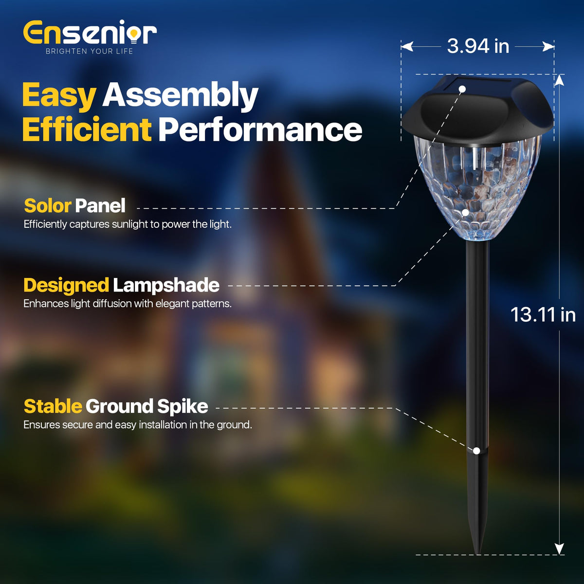 Ensenior waterproof outdoor lights withstand rain and heat for year-round use.