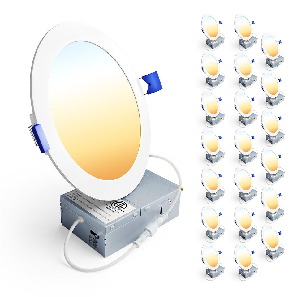 Ensenior 20-pack 6-inch LED recessed light for bulk home lighting.