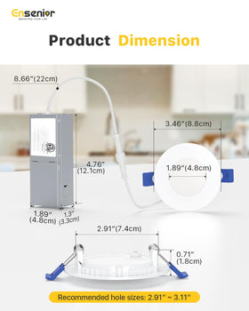 Ensenior 3-inch LED downlight delivers 500 lumens at 6 watts for efficiency
