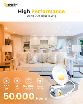 Ensenior 3-inch LED downlight with 5CCT toggle for instant color selection
