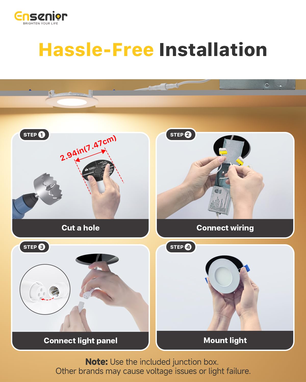 Ensenior IC and wet rated downlight safe for damp locations