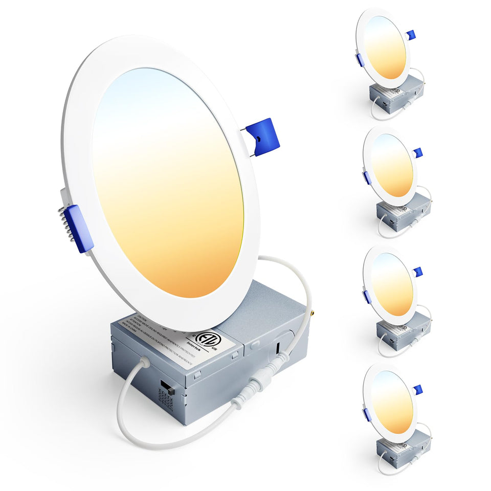 Ensenior 4-pack 6 inch LED recessed lights in a ceiling for energy-efficient illumination
