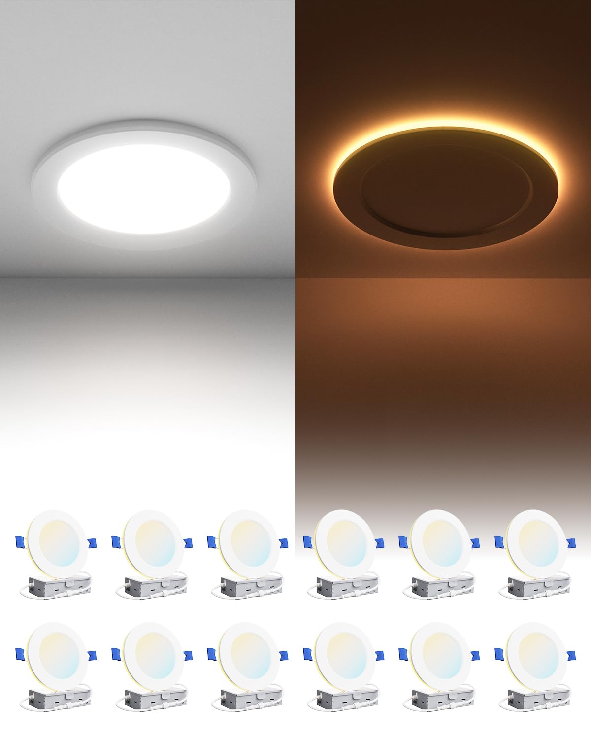 Ensenior 4 inch LED downlight with night light for gentle nighttime visibility.