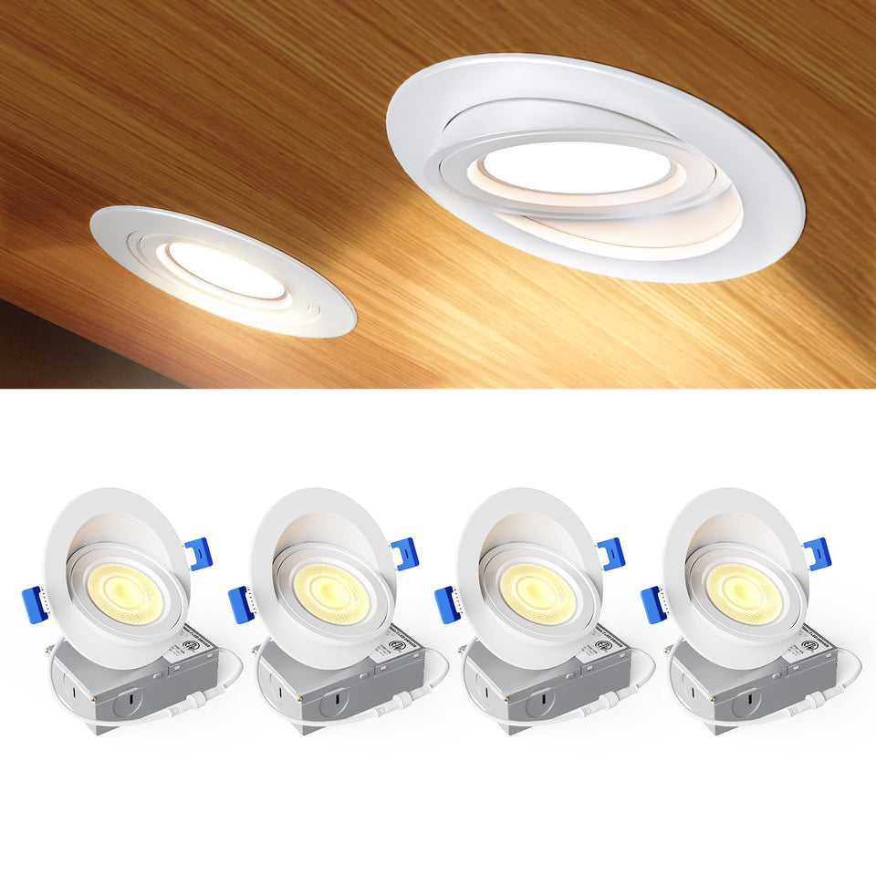 Ensenior 4in LED gimbal light with junction box for adaptable ceiling lighting and artwork highlights