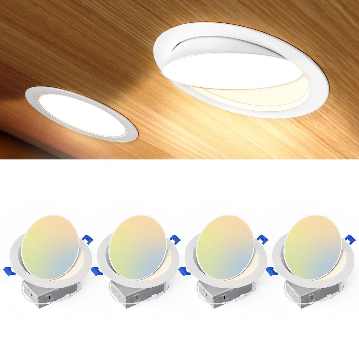 Ensenior 4-pack eyeball downlights provide versatile ceiling illumination.