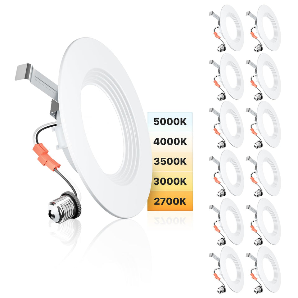 Ensenior 5-6 inch LED can light 12-pack for quick modern kitchen and living room upgrade