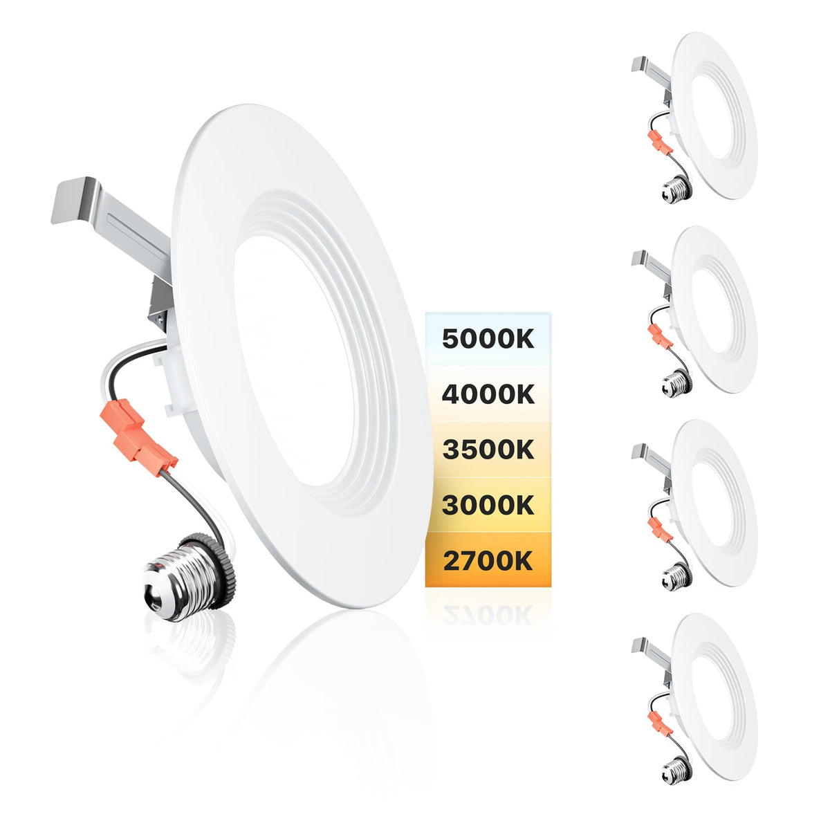 Ensenior 5/6 inch LED can light with 2700K baffle trim for cozy bedroom ambience.
