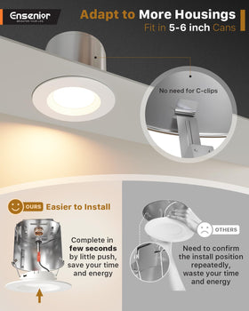 Ensenior 5/6 inch LED can light with 3000K color temperature for flexible living spaces.