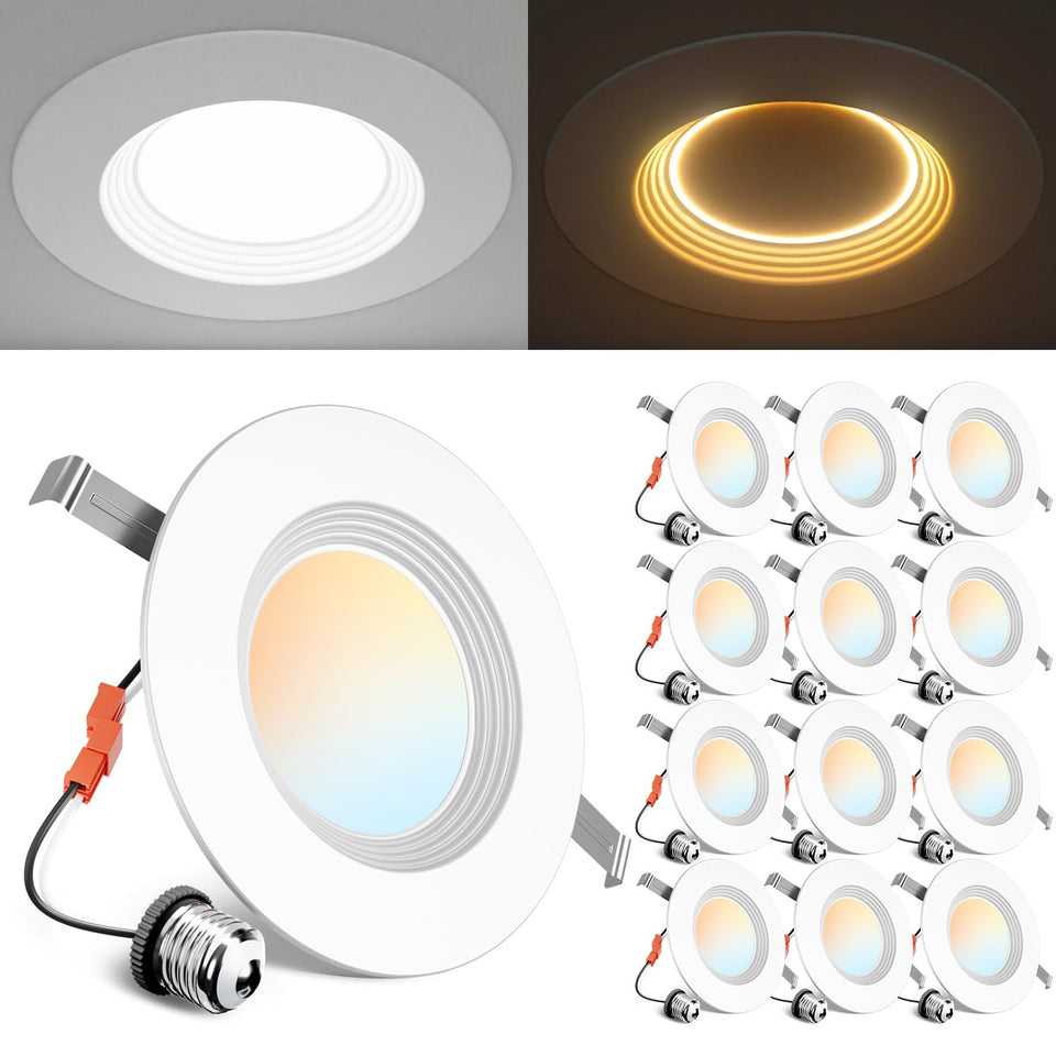 Ensenior 5-6 inch can light with baffle trim for seamless ceiling installation.