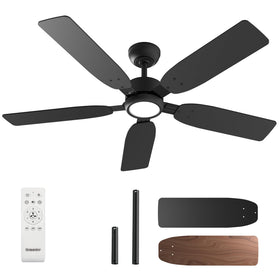 Ensenior 52-inch ceiling fan with light and remote for quiet, powerful airflow in bedrooms.