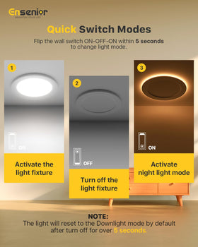 Ensenior 5CCT 2700K-5000K downlight for customizable ambiance.