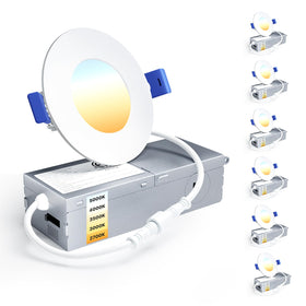 Ensenior 6-pack 3-inch LED recessed light in-ceiling setup showcasing sleek wafer design for modern spaces.