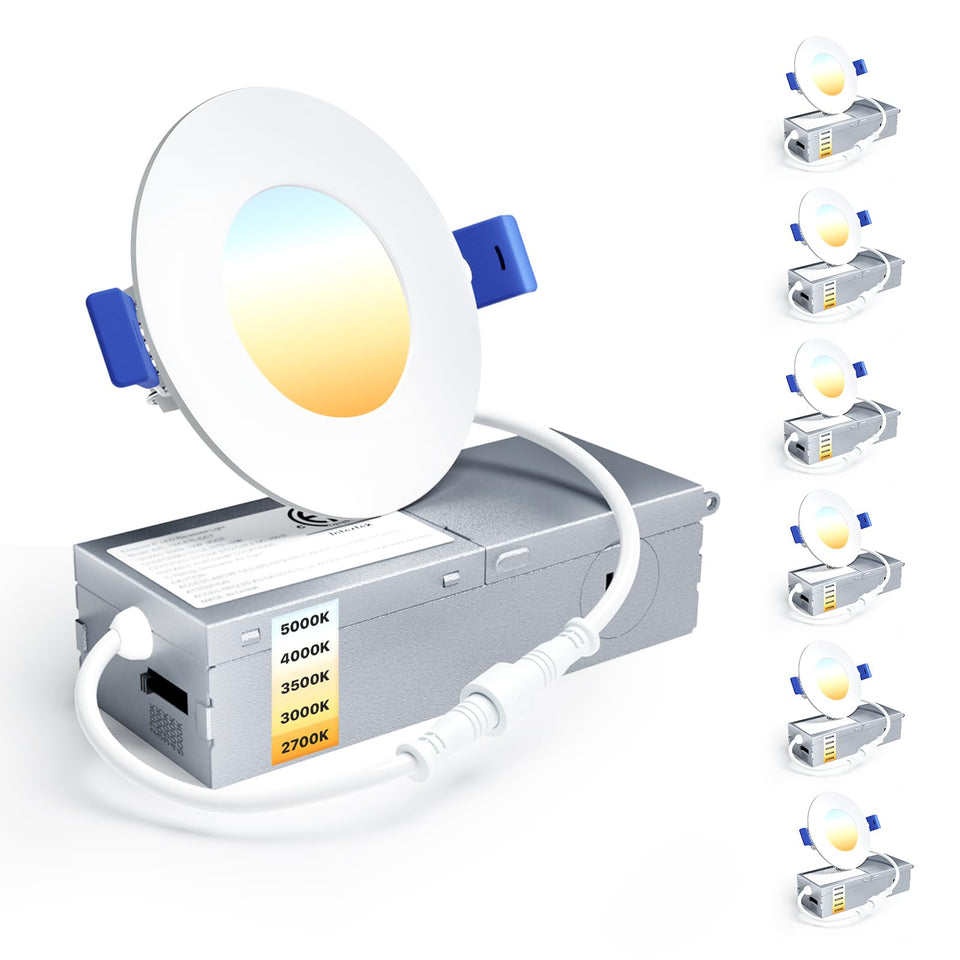 Ensenior 6-pack 3-inch LED recessed light in-ceiling setup showcasing sleek wafer design for modern spaces.
