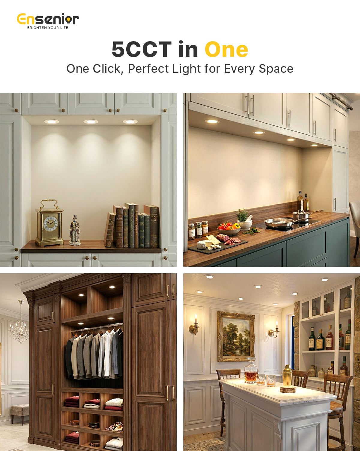 Ensenior recessed light demonstrates smooth dimming for mood control from gentle to bright.