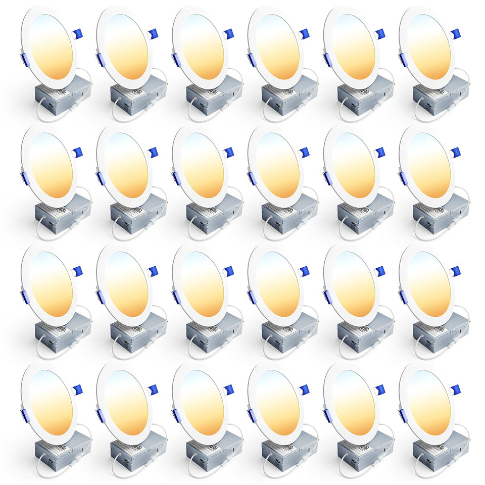 Ensenior 6-inch LED recessed light close-up shows slim profile and bright output.