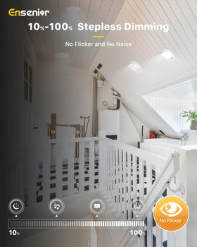 Ensenior 6-inch recessed light adjustable from warm to cool ambience (2700K-5000K).