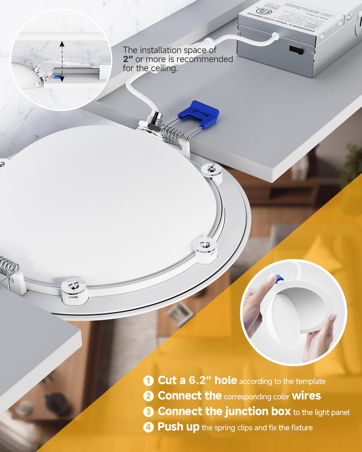 Ensenior canless angled design minimizes ceiling clutter.