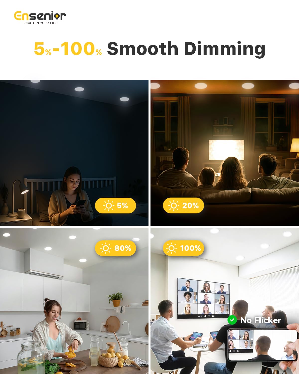 Ensenior canless wafer light showing easy installation with clips