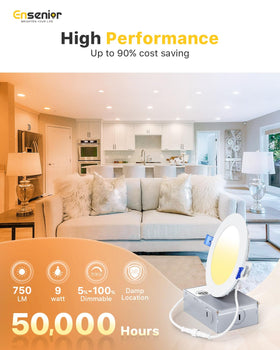 Ensenior dimmable 4-inch recessed light with 2700K-5000K range for mood tuning