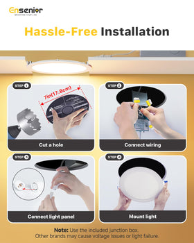 Ensenior downlight with spring clips for secure tool-free installation.