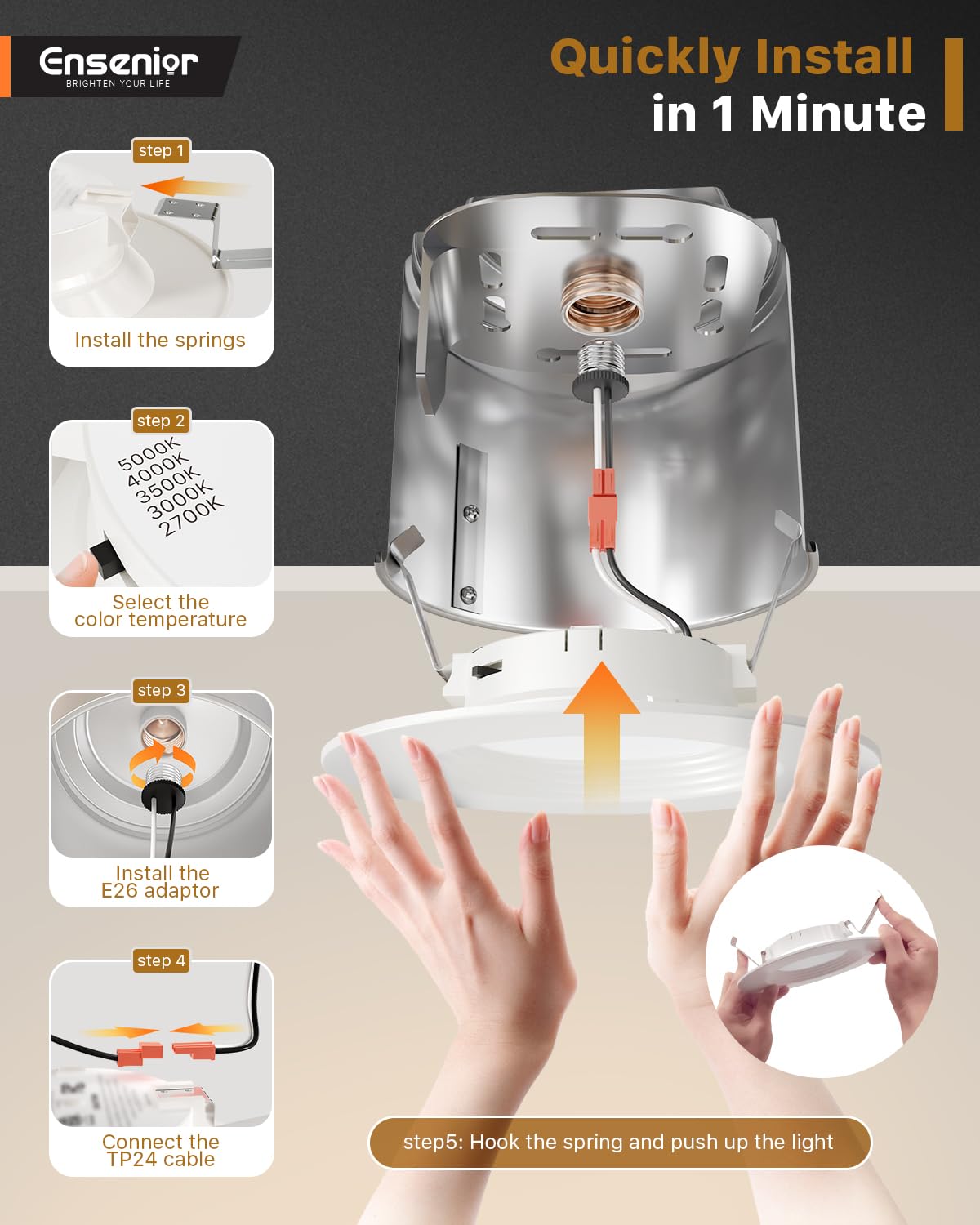 Ensenior 1-minute install LED cans for quick DIY upgrade