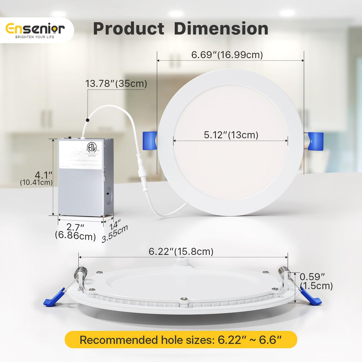 Ensenior IC and wet-rated downlight suitable for damp areas