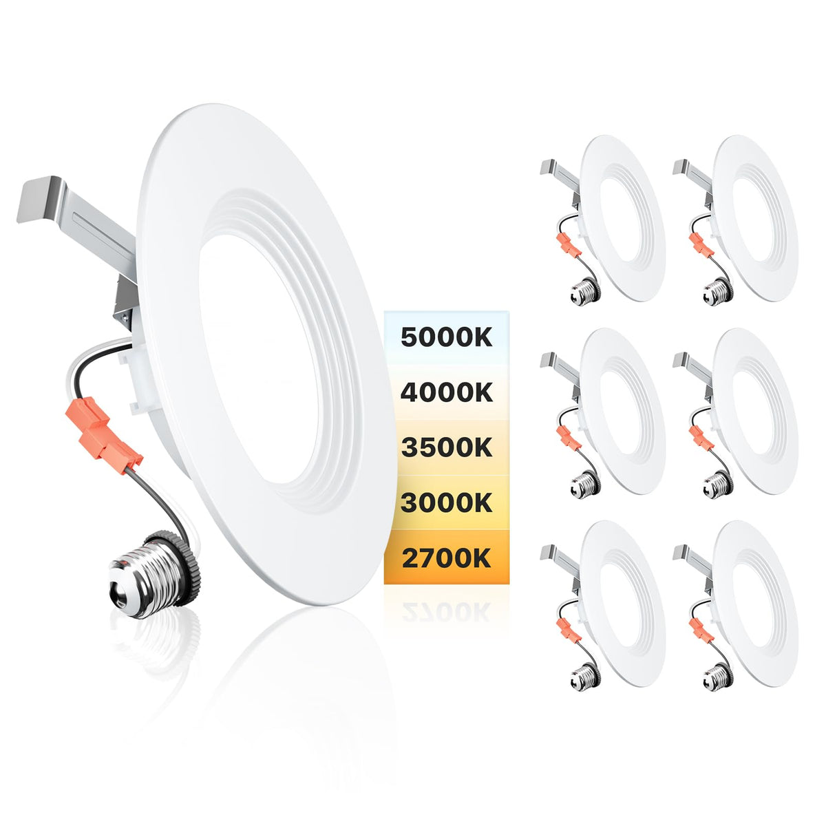 Ensenior LED can lights in a 6-pack showing dimmable setup for versatile room lighting