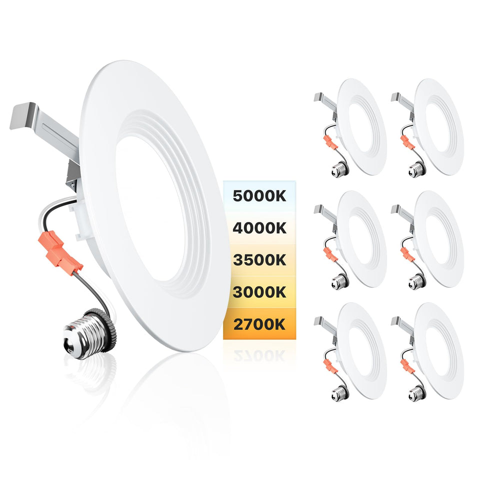 Ensenior LED can lights in a 6-pack showing dimmable setup for versatile room lighting