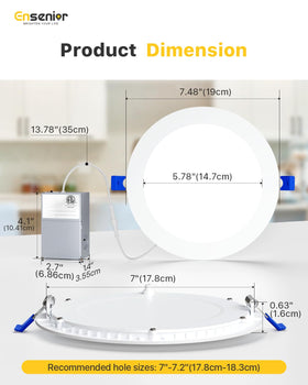 Ensenior LED downlight damp-rated for bathrooms and basements.