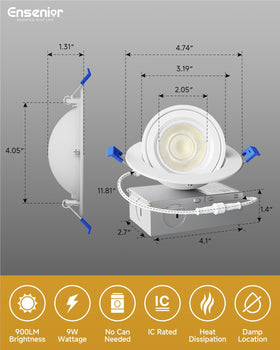 Ensenior 900 lumen output from 9W for energy-efficient recessed lighting